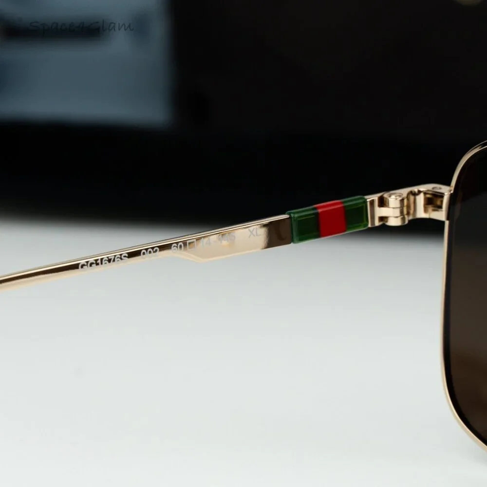 Gucci Men Sunglasses Gold Brown Aviator GG1676S NAVIGATOR 002 BRAND NEW